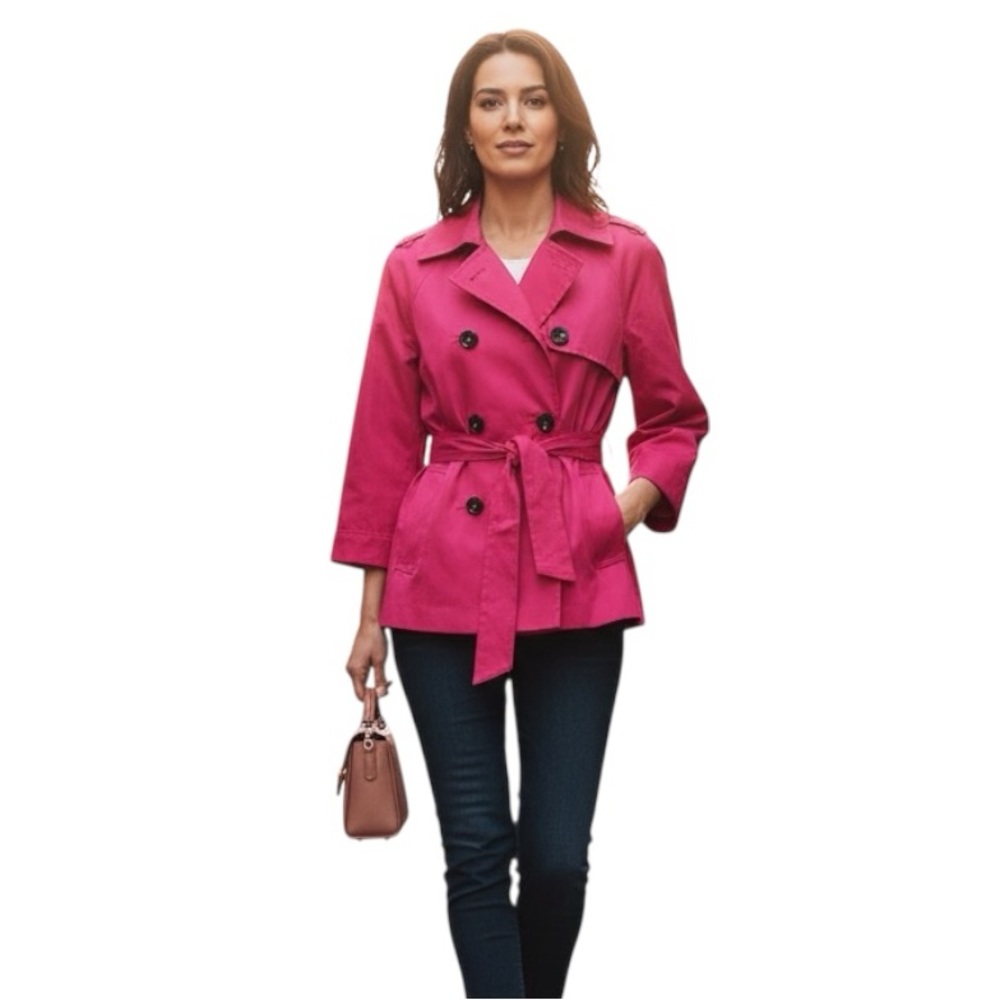 Apostrophe Small Hot Pink Double Breasted Women’s Blazer with Tie Waist